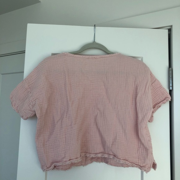 Pretty Light Pink Eileen Fisher Cropped Tee - Picture 5 of 5
